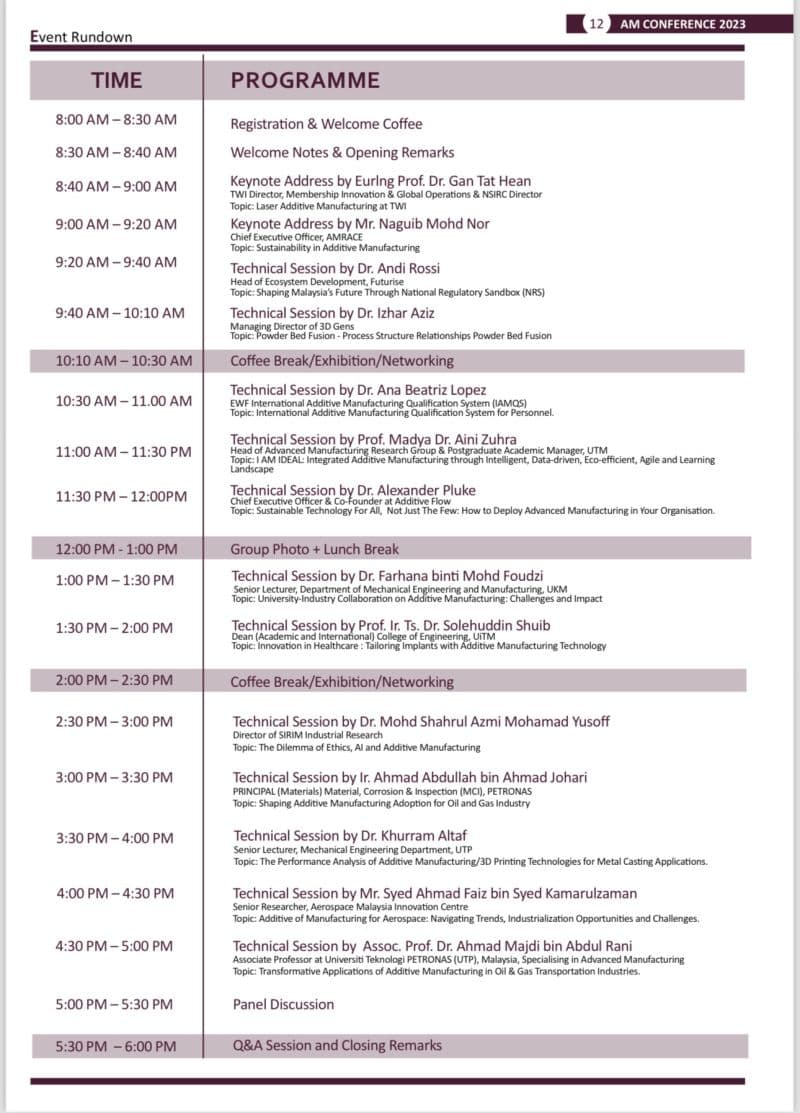 Delegates and speakers gathering at Malaysia's First Additive Manufacturing Conference