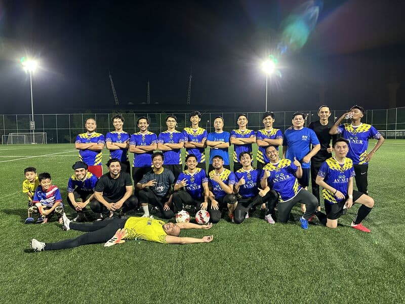3D Gens team members celebrating their first football win against GLG FC